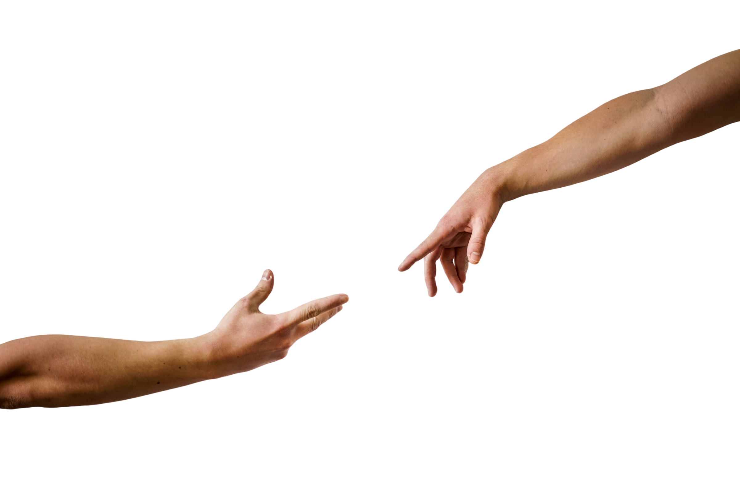 Two hands reaching toward each other